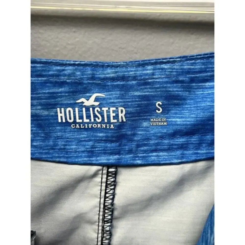 Hollister Swim Trunks Mens Small Blue Striped Mesh Lined Drawstring Polyester‎